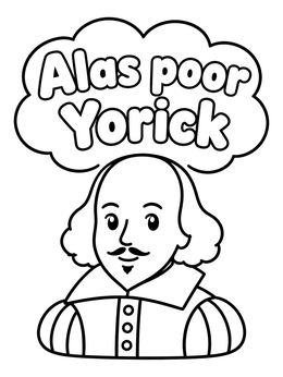 Free printable William Shakespeare With Yorick Quote coloring page