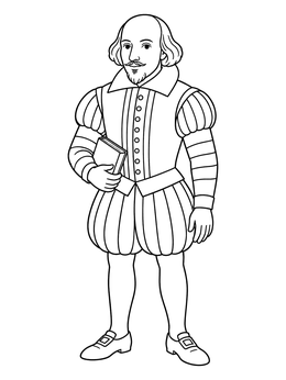 Free printable William Shakespeare Holding A Book coloring page