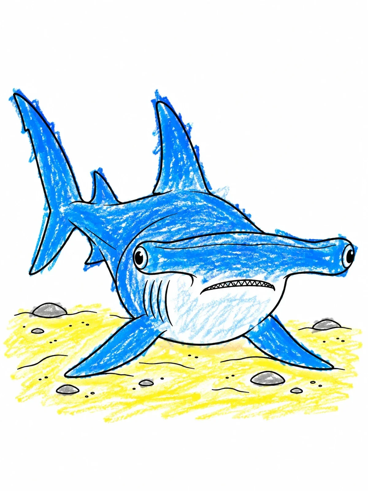 Colored example of the Hammerhead Shark Resting On The Seafloor coloring page