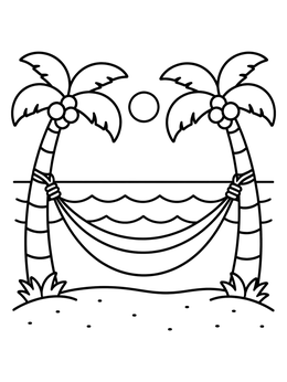 Free printable Hammock Between Two Palm Trees coloring page