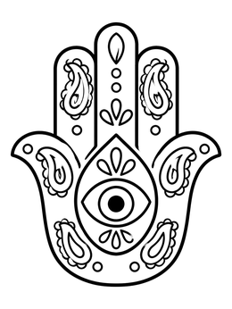 Free printable Hamsa Hand With Evil Eye coloring page