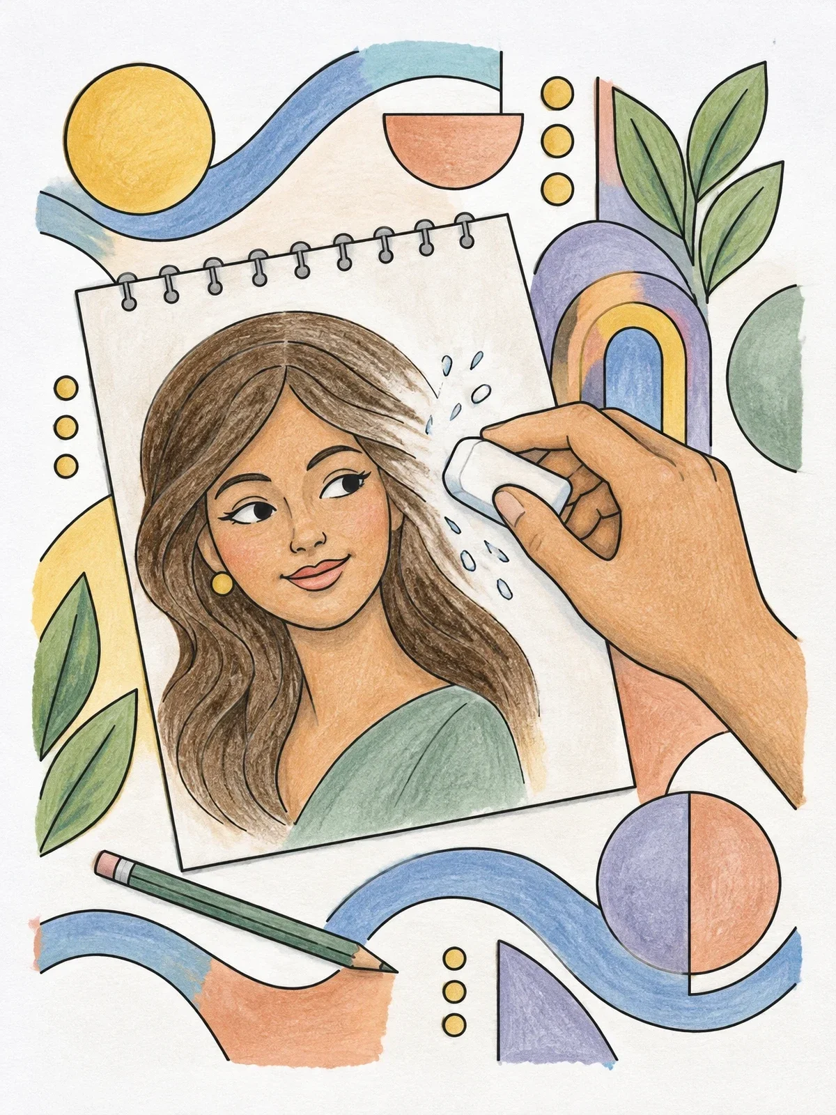 Colored example of the Refining A Sketch With An Eraser coloring page