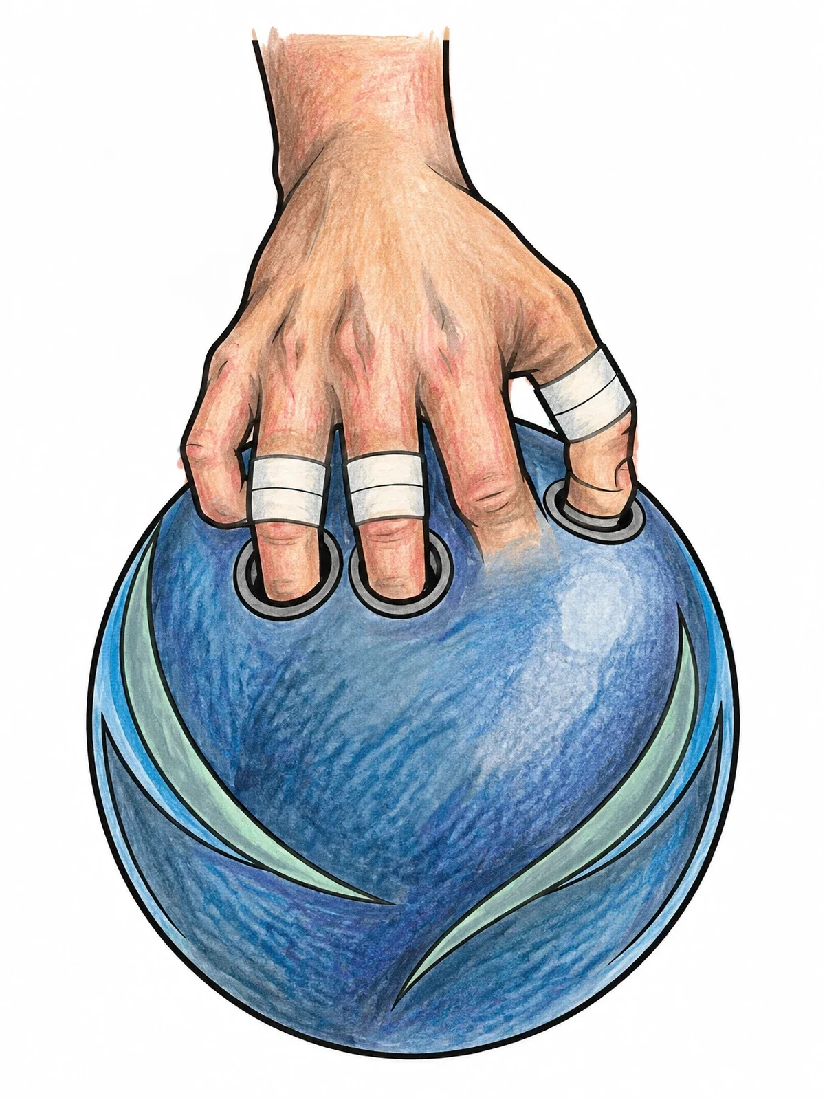 Colored example of the Hand Gripping A Bowling Ball coloring page