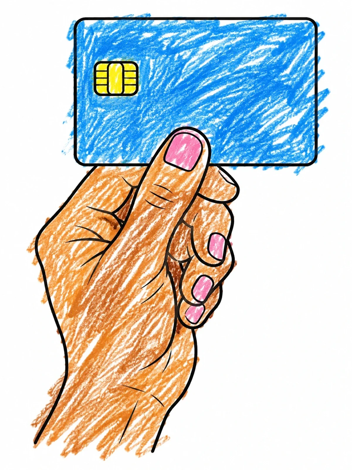 Colored example of the Hand Holding A Blank Credit Card coloring page