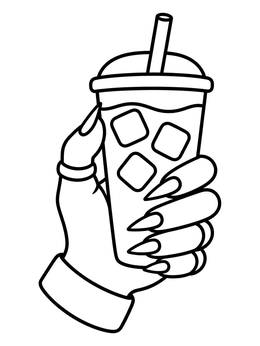 Free printable Hand Holding Iced Drink With Nails coloring page