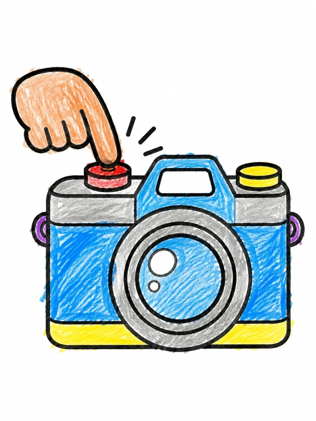 Colored example of the Hand Pressing Shutter On Camera coloring page