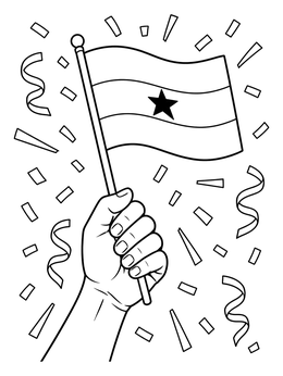Free printable Hand Waving The Ghana Flag coloring page