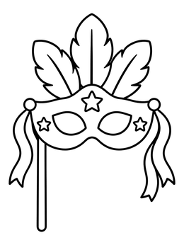 Free printable Handheld Purim Masquerade Mask coloring page