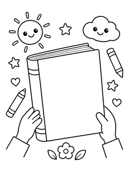 Free printable Hands Holding Blank Book Cover coloring page