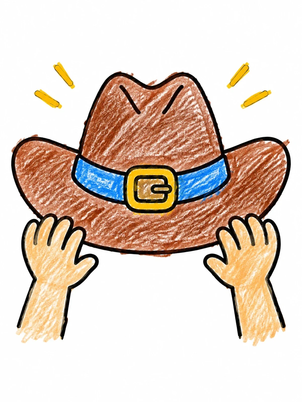 Colored example of the Hands Holding A Cowboy Hat coloring page