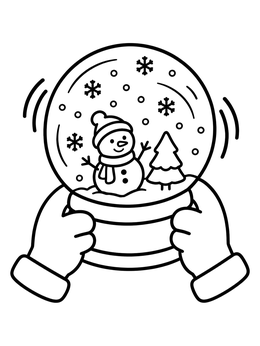 Free printable Hands Shaking Snowman Snowglobe coloring page