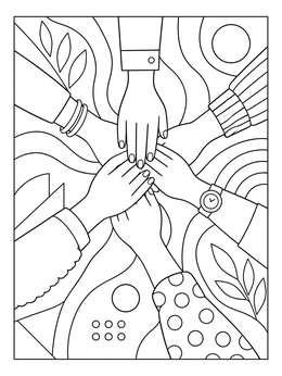 Free printable Diverse Hands Stacked In Unity coloring page