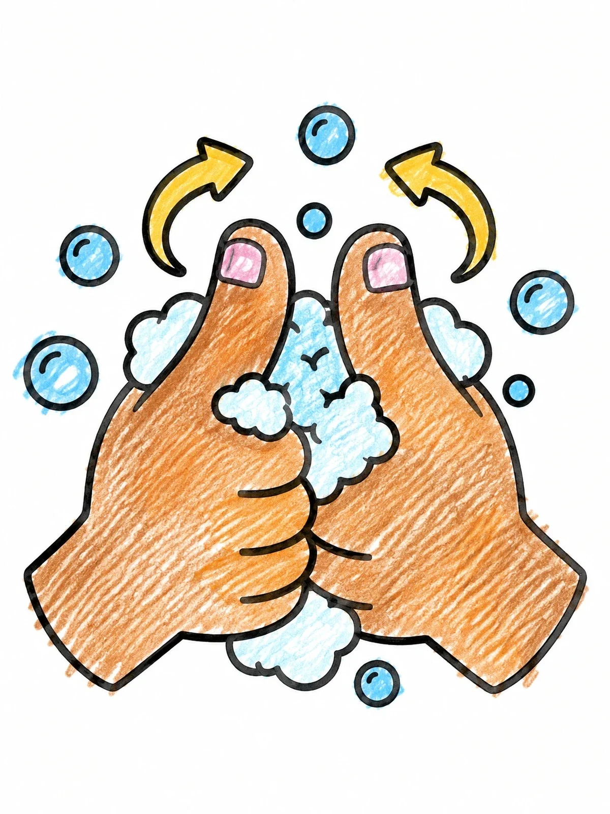 Colored example of the Lathering Thumbs Step coloring page