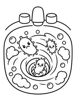 Free printable Germs Washing Down The Sink coloring page
