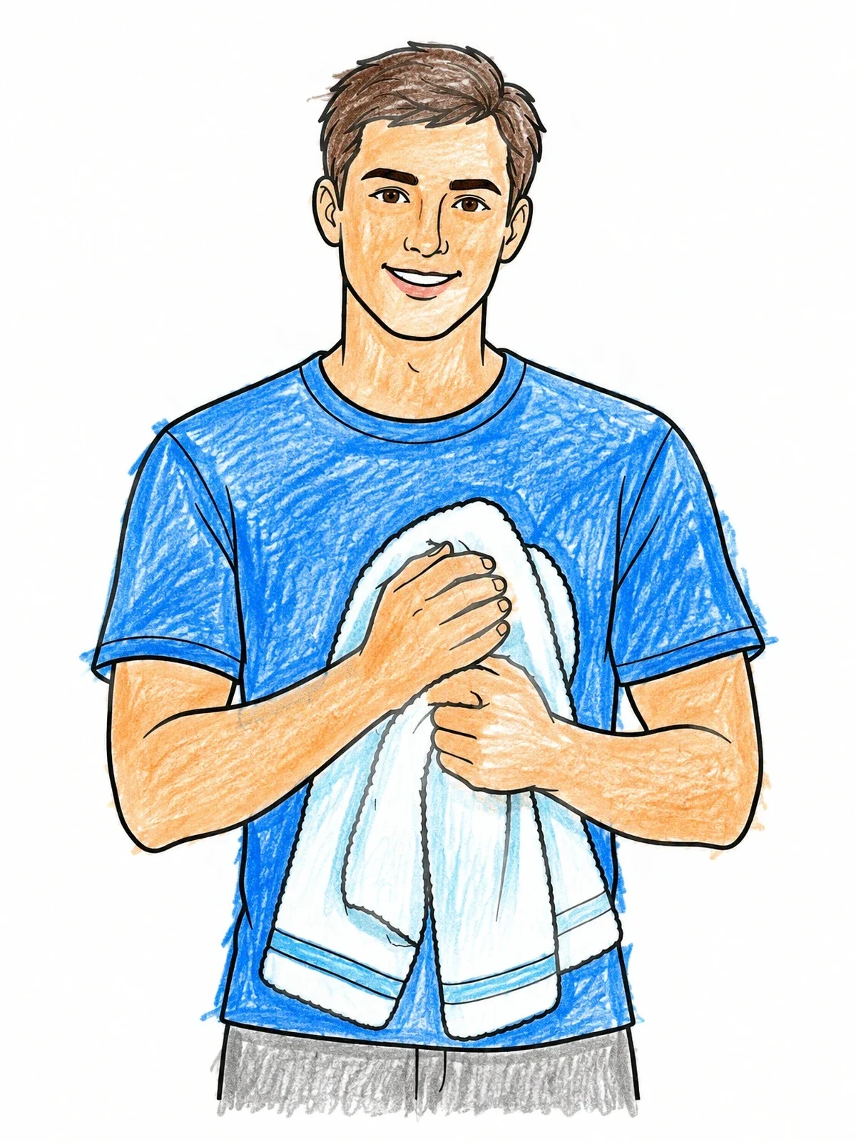 Colored example of the Young Man Drying Hands With Towel coloring page