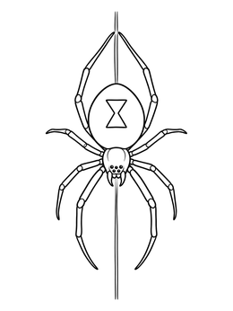 Free printable Hanging Black Widow Spider Line Art coloring page