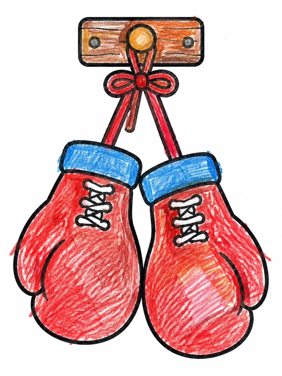 Colored example of the Pair Of Hanging Boxing Gloves coloring page