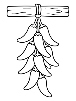 Free printable Hanging Chili Pepper Garland coloring page