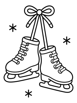 Free printable Hanging Ice Skates With Bow coloring page
