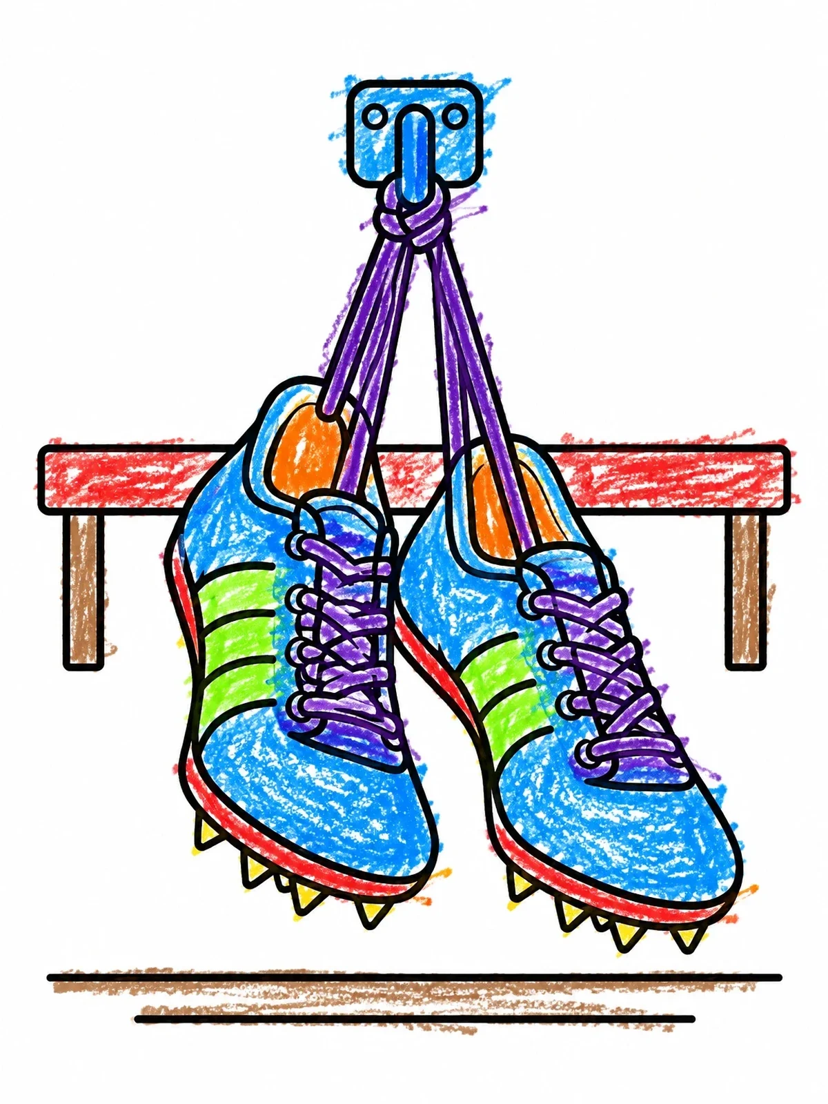 Colored example of the Hanging Track Spike Running Shoes coloring page