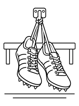 Free printable Hanging Track Spike Running Shoes coloring page