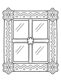 A decorative sugar glass window on this hansel and gretel coloring page.