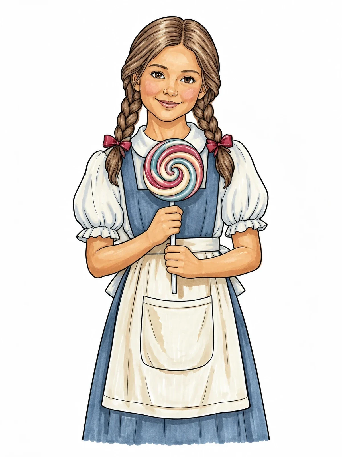 Colored example of the Gretel Holding A Swirl Lollipop coloring page