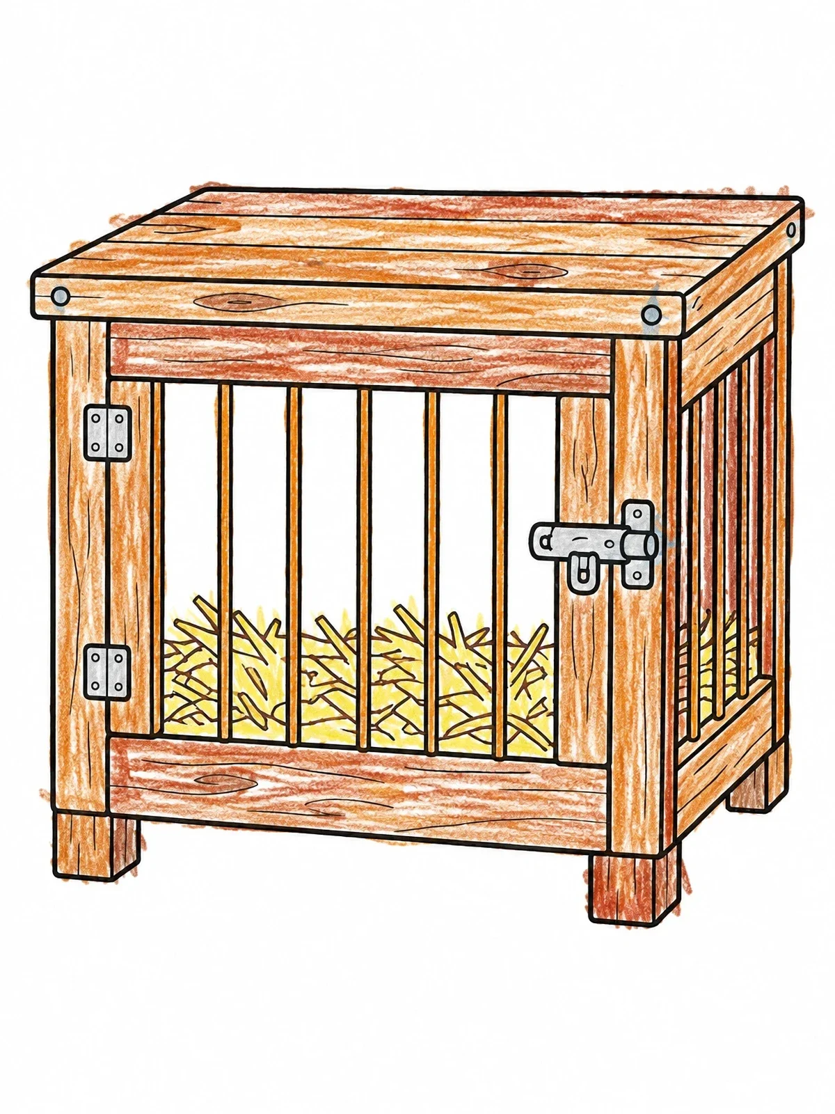 Colored example of the Rustic Wooden Fairy Tale Cage coloring page