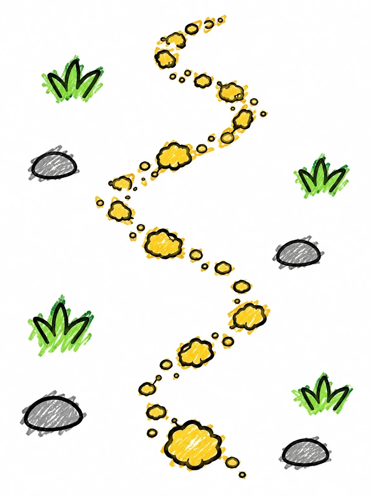 Colored example of the Winding Trail Of Breadcrumbs coloring page