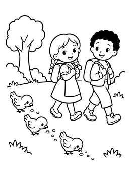 Free printable Hansel And Gretel With Trail Of Crumbs coloring page