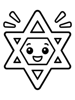 Free printable Cute Star Of David With Face coloring page