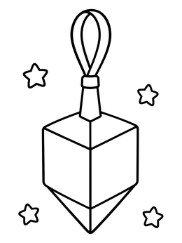 A simple dreidel ornament on this hanukkah coloring page surrounded by little stars.