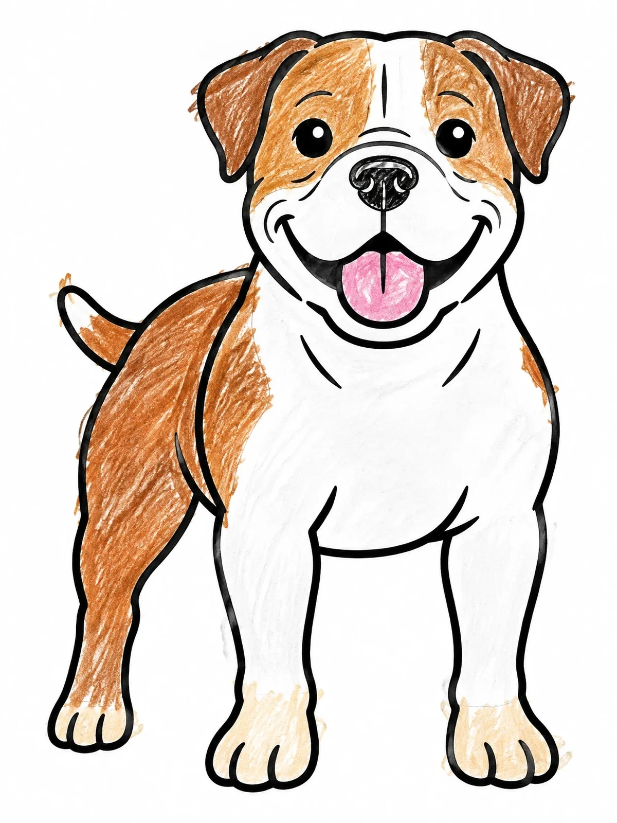 Colored example of the Happy American Bulldog Puppy coloring page