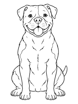 Free printable Happy American Bulldog Sitting Proudly coloring page