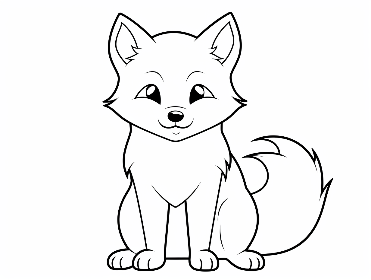 Happy Arctic Fox Coloring Page - Coloring Page