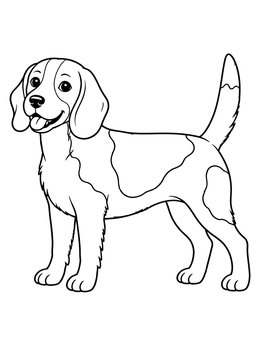 Free printable Happy Beagle Standing In Profile coloring page