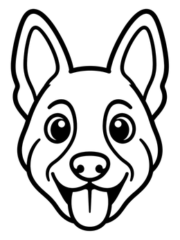 Free printable Happy Belgian Malinois Puppy Face coloring page