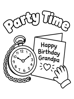 Free printable Birthday Card For Grandpa And Pocket Watch coloring page