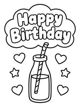 Free printable Birthday Drink Bottle With Straw coloring page