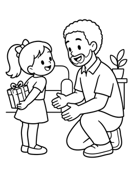 Free printable Daughter Hiding Birthday Surprise For Dad coloring page