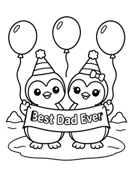 Free printable Penguin Chicks Best Dad Ever Banner coloring page