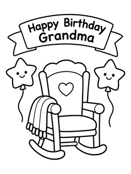 Free printable Happy Birthday Grandma Rocking Chair coloring page