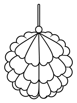 Free printable Hanging Paper Party Pom Pom coloring page