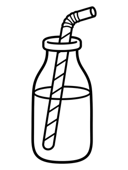 Free printable Party Drink Bottle With Striped Straw coloring page