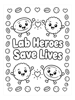 Free printable Happy Blood Cells Lab Heroes coloring page
