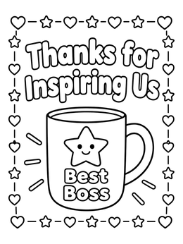 Free printable Best Boss Mug With Cheerful Message coloring page