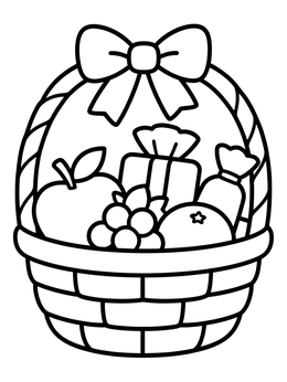 Free printable Gift Basket With Treats And Bow coloring page