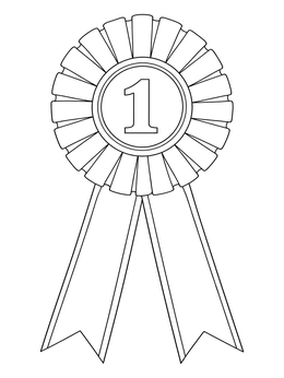 A pleated first place award ribbon on this happy bosss day coloring page.