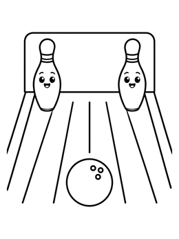 Free printable Happy Bowling Pins And Ball coloring page