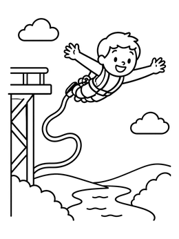 Free printable Happy Boy Bungee Jumping coloring page